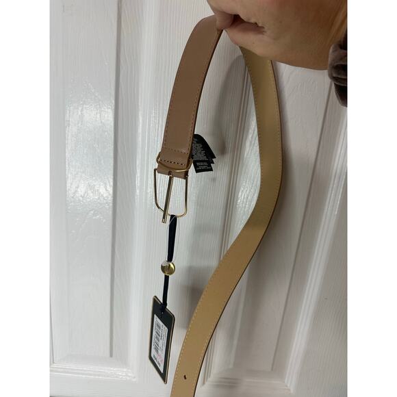 Ted Baker London NWT Leather Belt Brown Beige Gold Accent Sz 0/1 MSRP $98 - Picture 7 of 9